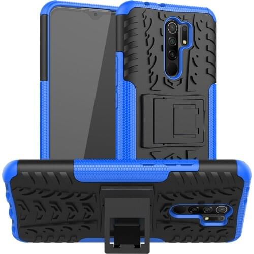 For Xiaomi Poco M2 Reloaded Case Cover Anti-knock Bumper Heavy Duty Armor Stand Silicone Back Phone Cover Poco M2 Reloaded Case