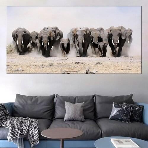 Black and White Africa Elephant Wild Animals Canvas Painting Posters and Prints Cuadros Wall Art Pictures For Living Room Decor