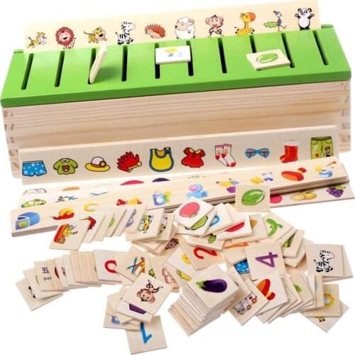 Montessori Wooden Sorting Game Number Animal Fruit Vehicle Early Learning Educational Toys Gift for Children Toddler Kids