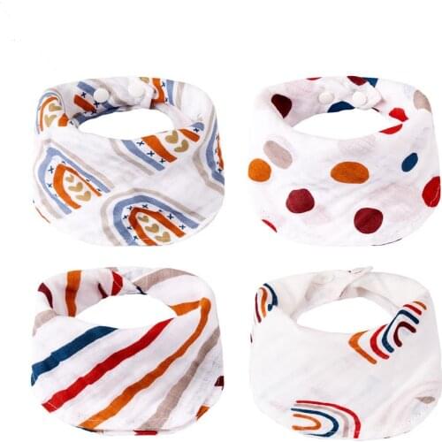 Baby Bibs 100% Cotton Baby Drooling Bandana Bib Gauze Spat Scarf Baby Bib Small Square Towel Triangular Bibs and Burp Cloths
