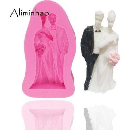 B0598 Groom bride DIY Wedding Cake Silicone mold chocolate fondant cake decorating tools Resin Clay Mould
