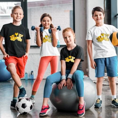 Disney Simba and Nala Love Tshirt Kawaii Casual Kids T-shirts Hip Hop Streetwear Harajuku Girl Boy Children Tshirt Black White