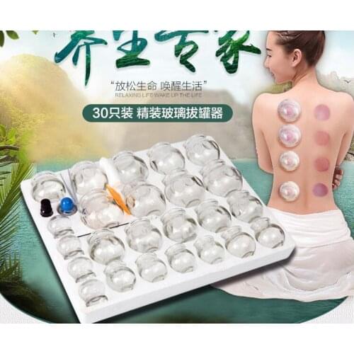 Quality 24 pcs acupuncture masssage glass Cupping set dial-proof vacuum glass cupping suction cup