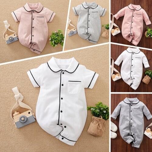 Newborn Jumpsuit Baby Toddler Boys Girls Summer Autumn Rompers Cotton Home Wear Sleepwear