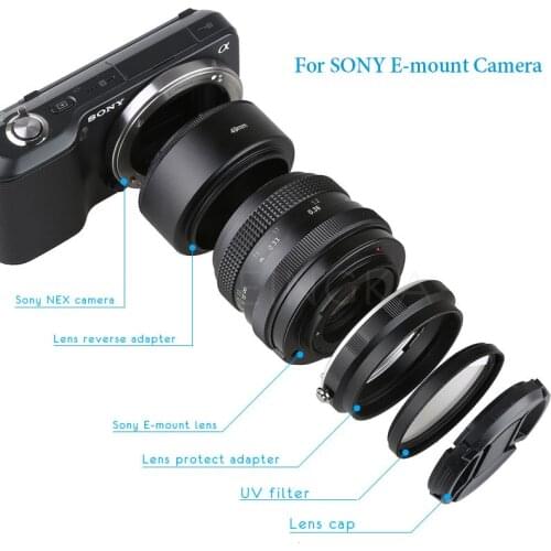 Metal Camera Lens Reverse Adapter Ring Macro Extension Tube for Sony A6300 A6400 A6500 A5100 A5000 A9 A7 A7R II A7S NEX7 E-mount