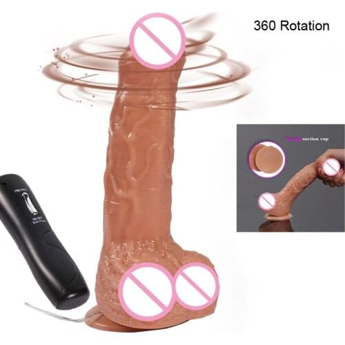 Soft Silicone Rotating Dildo Realistic Penis With Strong Suction Cup Artificial Penis Female Masturbation Adult Toys For Women