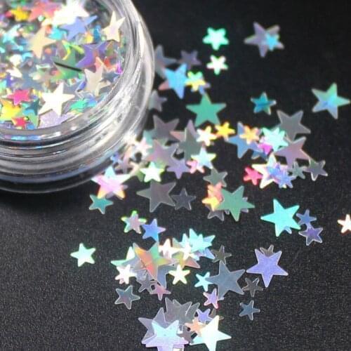 1 Bottle Kawaii Rhinestone Glitter Star Heart Flower Powder Nail Sticker Set Manicure Decor Accessories DIY Craft Supplies