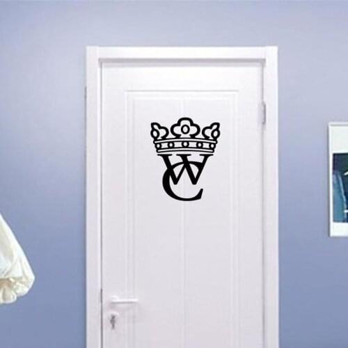 Creative WC Bathroom Door Sticker Crown Decoration Vinyl Adesivos De Paredes Home Decor Decals Waterproof Poster Kawaii