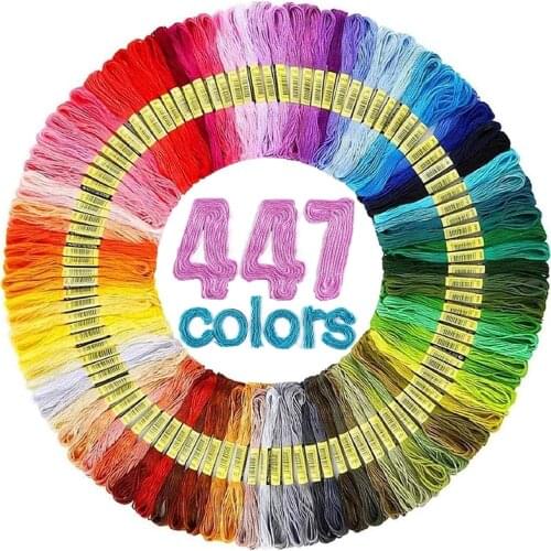 Embroidery Thread 447 Colors Embroidery Floss Cross Stitch Kit Premium Rainbow Embroidery DIY Threads Crafts Cotton Sewing Skein
