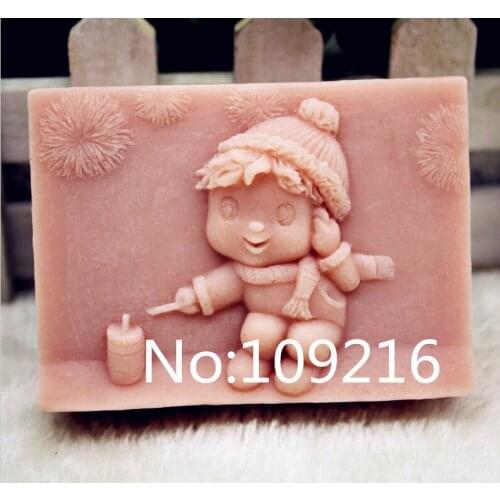 New Product!!1pcs Setting off Firecrackers Boy (zx233) Food Grade Silicone Handmade Soap Mold Crafts DIY Mould