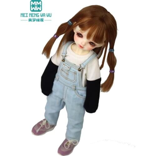 27cm-30cm 1/6 BJD YOSD doll clothes Fashion denim overalls T-shirt