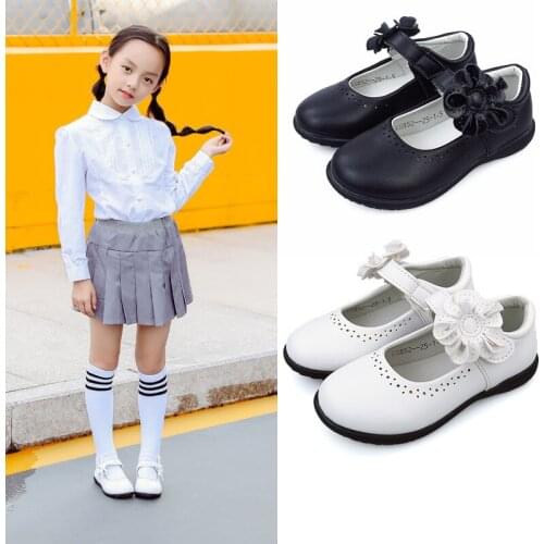 Autumn New Girls Princess Shoes For Kids School Black Leather Shoes For Student Dress Shoes For Girls 24M 3-16T Black Pink White