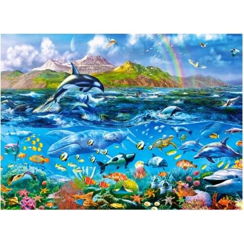 Full diamond art painting dolphin mosaic embroidery fishes picture puzzle rhinestones stickers home decor needlework craft diy