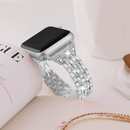 Rhinestone Wristband Strap For Apple Watch SE Series 6 44mm 40mm Stainless Steel Bracelet For Apple Watch 3 Band 42mm 38mm