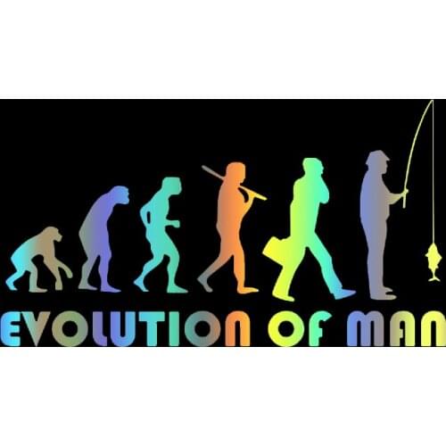 S51683# Various Sizes/Colors Car Stickers Vinyl Decal Human Evolution Fisherman Motorcycle Decorative Accessories Creative