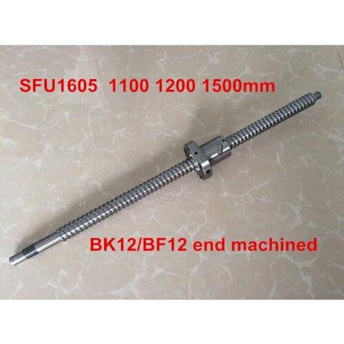 SFU1605 1100mm 1200mm 1500mm ball screw C7 with BK12/BF12 end machined CNC parts RM1605