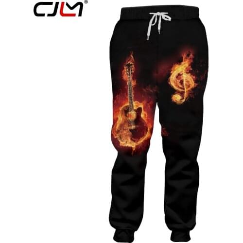 CJLM Man Fashion Large Size Sweatpants 3D Red Leisure Pants Full Printed Flame Cello Musical Note Mens Trousers