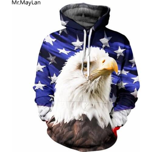Hipster 3D Print American USA Flag Eagle Hiphop Hoodies Men/Women Streetwear Sweatshirts Tracksuit Coat Boys Jacket Man Clothing
