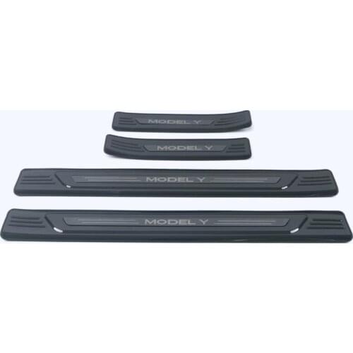 Stainless Steel Inner Outer Door Sill Scuff Plate Guard Sills Protector Trim For Tesla Model Y 2020 2021