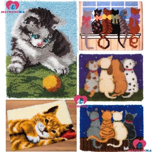DIY Latch Hook Rug Kits"cats"knitted carpet embroidery needle for carpet embroidery Yarn Foamiran for crafts klink haak kleed