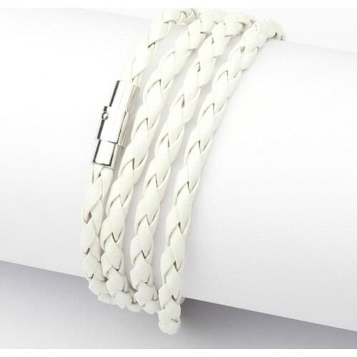 1@# Hot Style Wrap Bracelets Vintage Black 11 Color Choose Latest Popular 4 Circle Leather Bracelet for Men