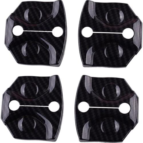 1 Set Car Door Lock Buckle Decor Cover Trim Cap ABS Carbon Fiber Style Fit For Ford F-150 2015 2016 2017 2018 2019