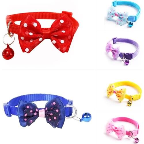 1pc Candy Color Adjustable Bow Tie Bell Bowknot Sale Cat Collar Necktie For Puppy Kitten Dog Cat Pet With Flower