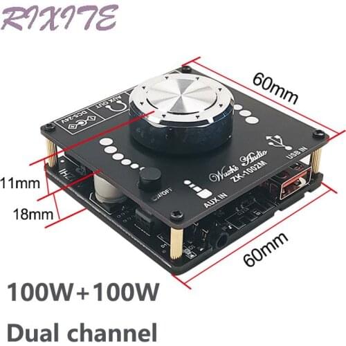 100W+100W Bluetooth 5.0 Power Audio Amplifier board Stereo AMP Amplificador Home Theater AUX USB