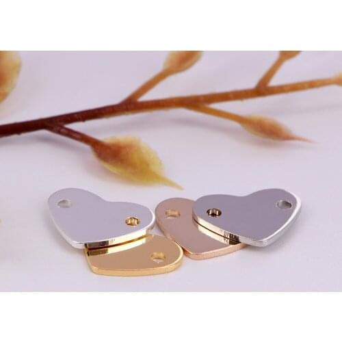 11 * 9mm Simple Double-hole Smooth Peach Heart Pendant Jewelry Necklace DIY Jewelry Accessories