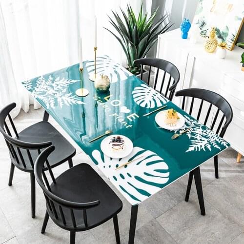 2020 New Creative Leave Pattern PVC Table Cloths Not Transparent White Plastiv Table Covers Home Textiles Waterproof Mats Pads
