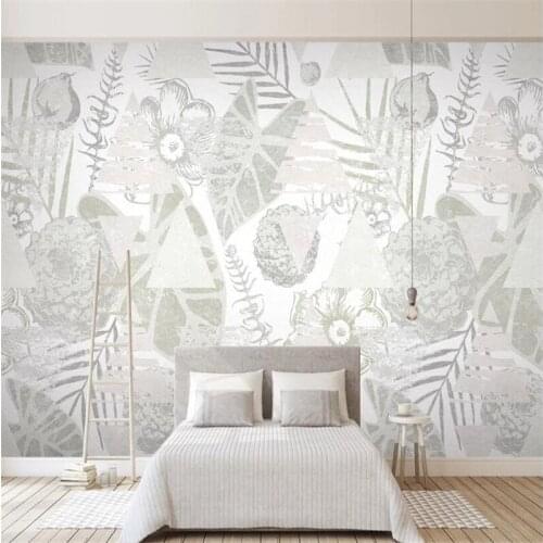 Milofi custom 3D printing wallpaper mural Nordic tropical plants banana leaf geometric TV home decoration background wall