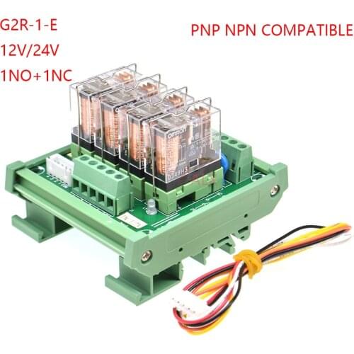 4 Channels 1 SPDT DIN Rail Mount OMRON G2R-1-E 16A 12V 24V DC Interface Relay Module PNP NPN compatible