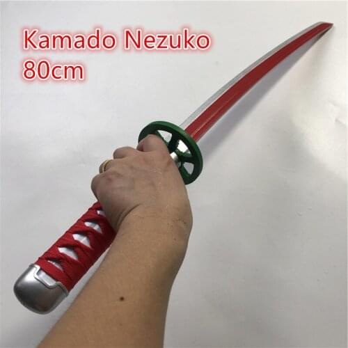 80cm Kimetsu no Yaiba Sword Weapon Demon Slayer Kamado Nezuko Cosplay Sword 1:1 Anime Ninja Knife wood toy