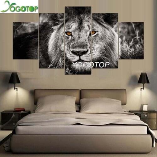 Animal Lions DIY Diamond Painting cross-stitch Full mosaic Diamant Embroidery Handcraft Kit 5 Piece Black and white art ML1067