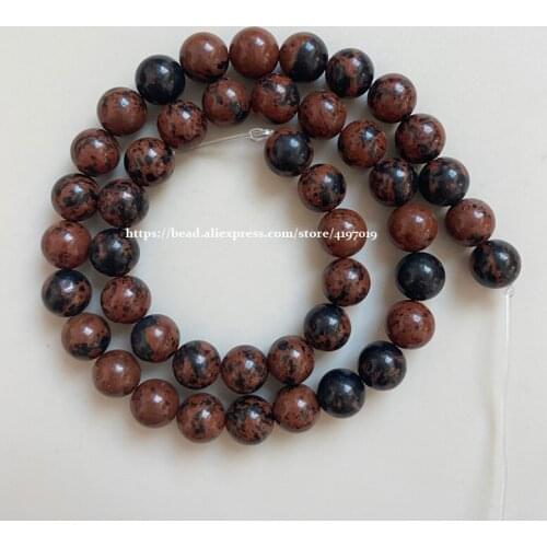 Free Shipping Natural Stone Mahogany Obsidian Round Loose Beads 15" Strand Pick Size for Jewelry Making DIY