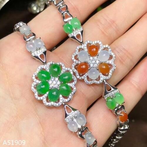 KJJEAXCMY boutique jewelry 925 sterling silver inlaid natural jade jade gemstone bracelet support detection of new luxury