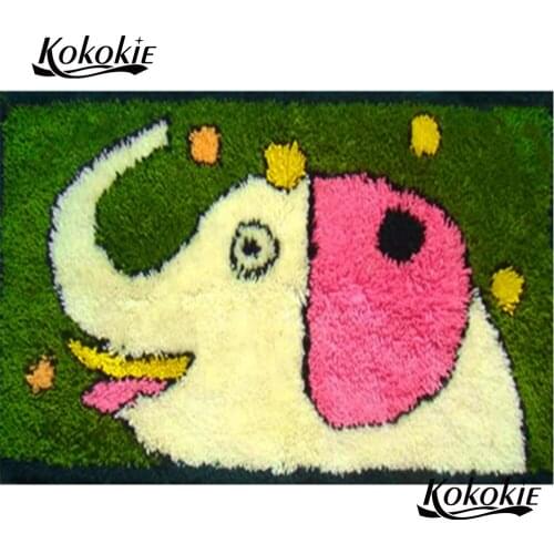 Diy tapijt latch hook rug canvas cartoon vloerklee foamiran for needleworksets knooppakket Elephant printed crochet tapis decor