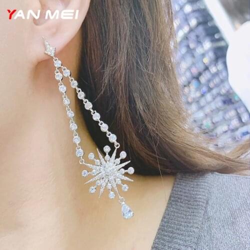 YAN MEI Anise Star Retro Long Earrings Popular Girl Jewelry Valentines Day Exaggerated Earrings