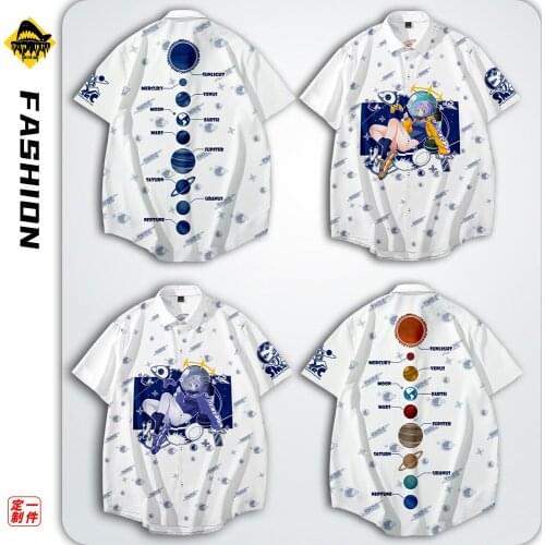 Beauty Astronaut Printed Hawaiian Short Sleeve Shirts Summer Hip Hop Camicias Streetwear Harajuku Blouses Oversized 6XL