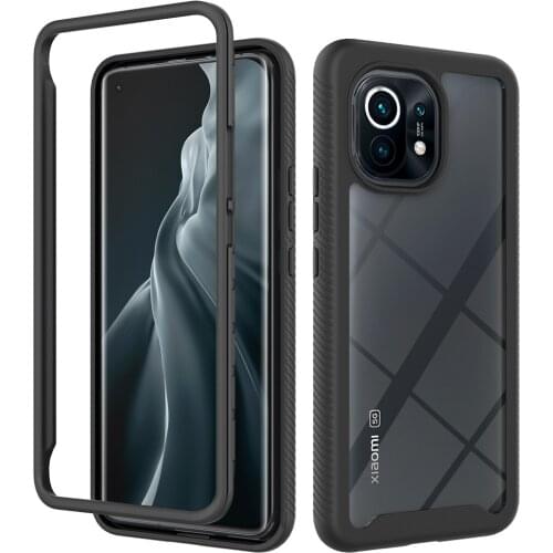 2 in 1 Hybrid Rugged Armor Shockproof Case For Xiaomi Mi 11 5G Soft TPU Hard PC Transparent Acrylic Protective Back Cover Fundas
