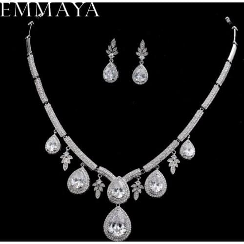 EMMAYA 2017 New Water Drop CZ Jewelry Sets Luxury Necklace&Earrings Wedding Jewelry For Women Wedding Party Sets