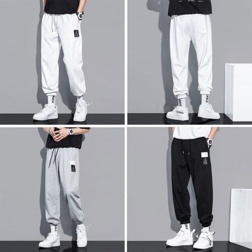 Summer mens thin casual loose-fitting guard pants nine points sports pants loose pants elastic waist comfortable and versatile