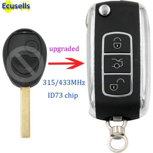 Modified Upgraded DS style Folding flip Remote Key Fob for BMW Mini Rover 75 2002-2005 315mhz 433MHZ with ID73 Chip