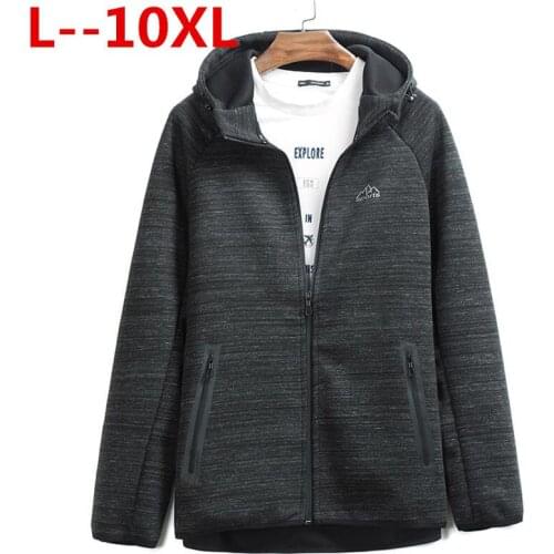 Plus size 10XL 9XL 8XL 6XL 5XL 4XL Fashion Men Winter Loose Hoodie Warm Hooded Sweatshirt Zipper Up Coat Jacket Outwear Tops