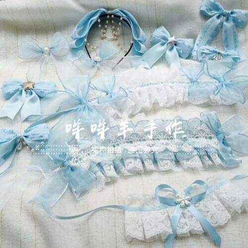 Lolita Sweet hand sleeve Kawaii Hair band Side clip Hair accessories Lace Cute Bowknot Hair Clip Headdress Preppy Style Cosplay