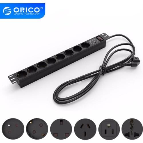 ORICO PDU Industrial Level Power Strip 8 AC 10A Surge Protector Extension Socket Plug 3M USB Cable Power Strip