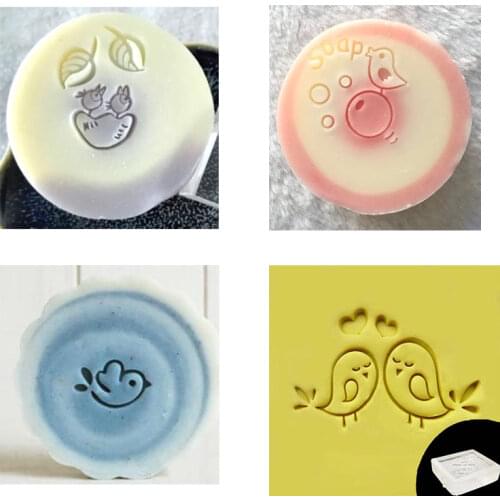 Two Birds Pattern Design Handmade white Resin Soap Stamp Stamping Soap Mold Craft Drop soap chapter