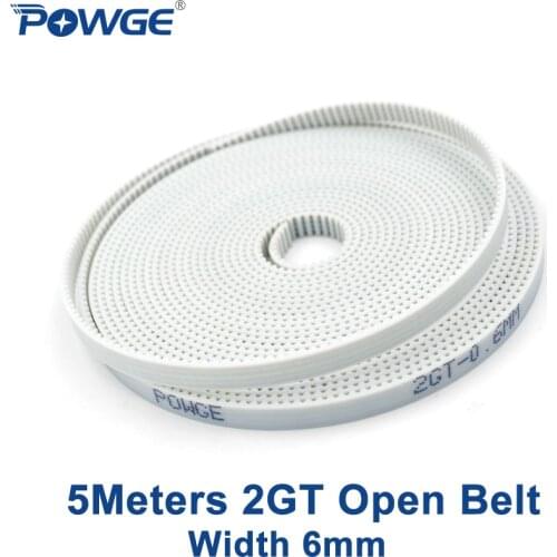 POWGE 5Meters PU 2GT Open Timing belt 2GT-6 width 6mm polyurethane Steel GT2 synchronous belt for Small backlash 3D printer