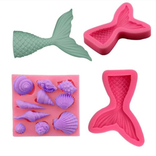 Marine Organisms Series Silicone Mold Fish Tai Shell Conch Silicone Fondant Mold For Silicone Resin Mold Jewelry Making
