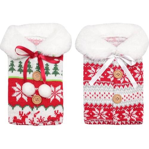 Nordic Knitted Snowflake Wine Bottle Cover Christmas Decoration Fur Ball Standard Wine Bottle Cover Strong Festive Atmosphere